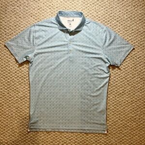 Johnnie-O Light Blue Floral Patterned Polo Shirt, Men’s Medium